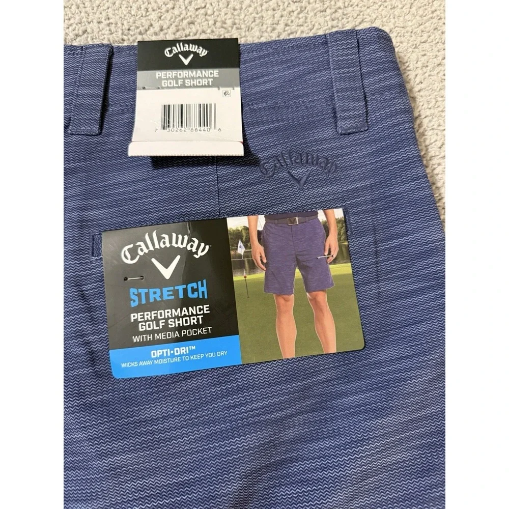 Callaway Performance Golf Short Blue Men's 34 Athletic Stretch Opti-Dri Logo